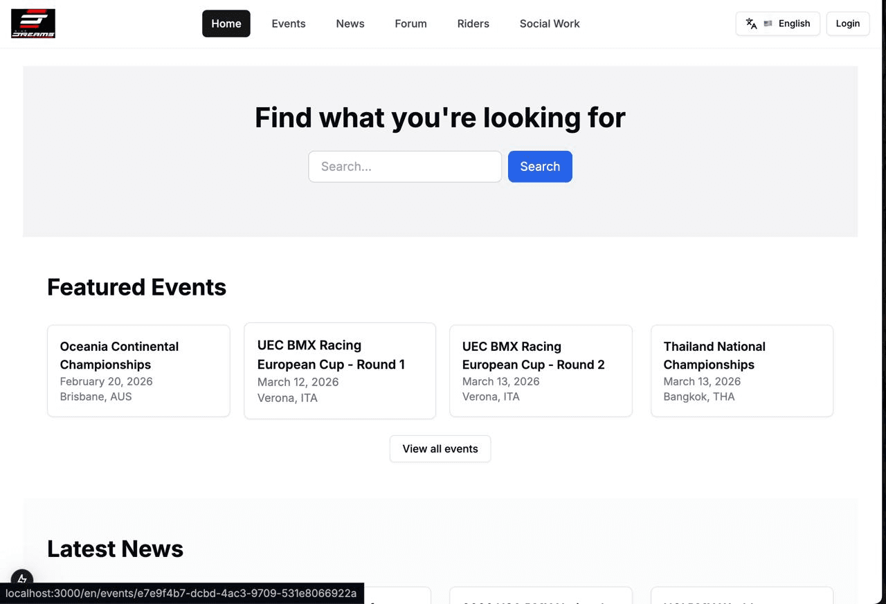 Bike Dreams Platform Interface